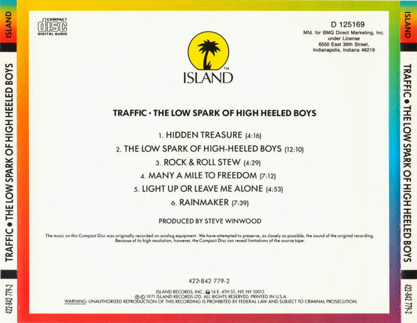 Traffic : The Low Spark Of High Heeled Boys (CD, Album, Club, RE, RP, BMG)