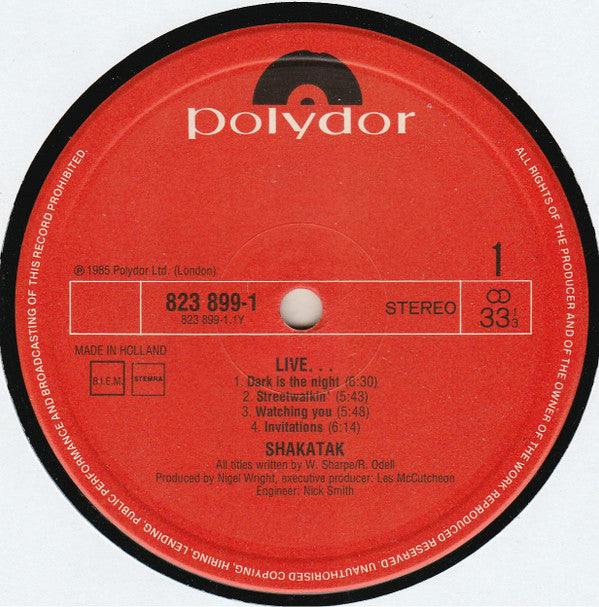 Shakatak : Live! (LP, Album)