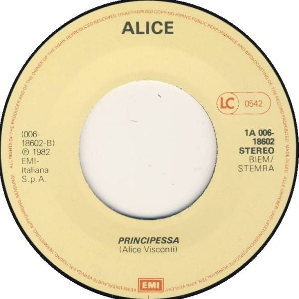Alice (4) : A Cosa Pensano (7", Single)