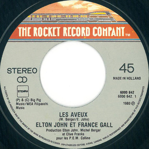Elton John & France Gall : Les Aveux / Donner Pour Donner (7", Single)