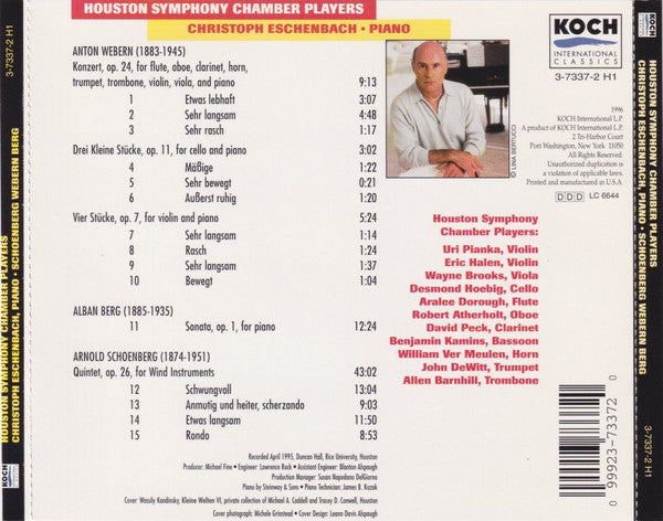 Arnold Schoenberg • Anton Webern • Alban Berg - Houston Symphony Chamber Players, Christoph Eschenbach : Schoenberg • Webern • Berg (CD, Album)