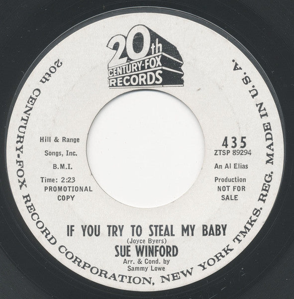 Sue Winford : If You Try To Steal My Baby (7", Single, Promo)