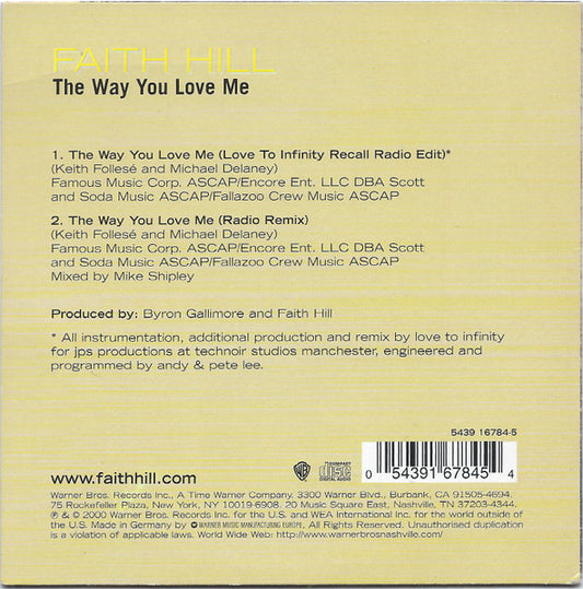 Faith Hill : The Way You Love Me (CD, Single)