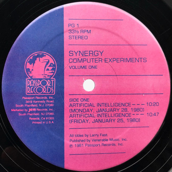 Synergy (3) : Computer Experiments Volume One (LP, Ltd, Num)