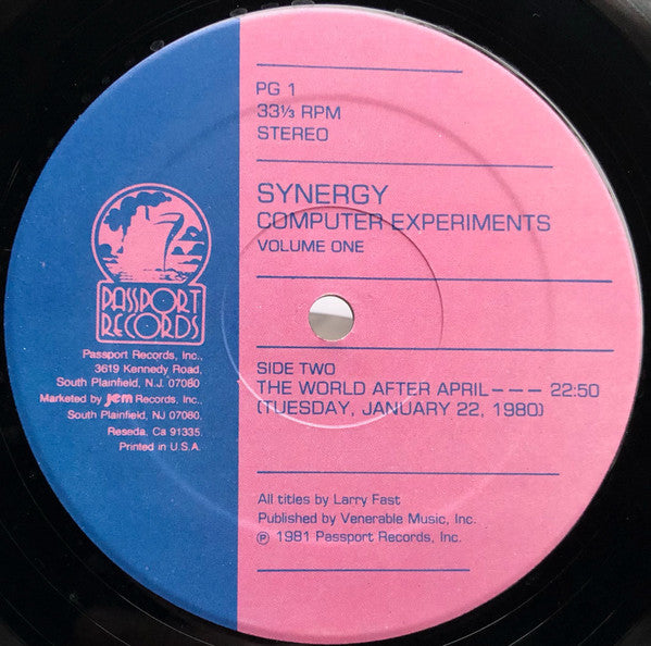 Synergy (3) : Computer Experiments Volume One (LP, Ltd, Num)