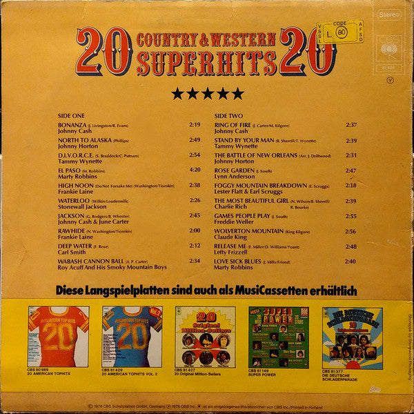 Various : 20 Country & Western Superhits (LP, Comp)