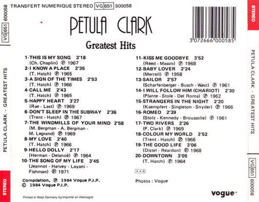 Petula Clark : Greatest Hits (CD, Comp, RE)