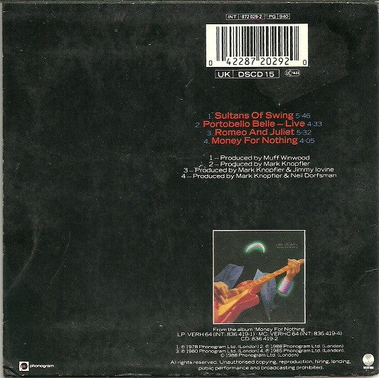 Dire Straits : Sultans Of Swing / Portobello Belle - Live / Romeo And Juliet / Money For Nothing (CD, Single)
