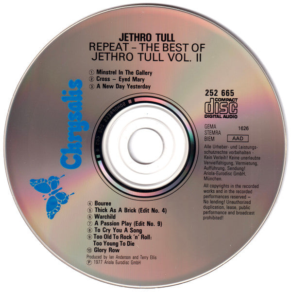Jethro Tull : Repeat - The Best Of Jethro Tull - Vol. II  (CD, Comp, RE)