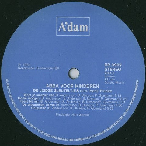 De Leidse Sleuteltjes o.l.v. Henk Franke : ABBA Voor Kinderen (LP, Album)