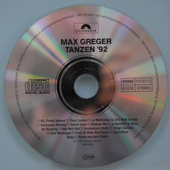 Max Greger Und Sein Großes Tanzorchester : Tanzen '92 (CD, Album)
