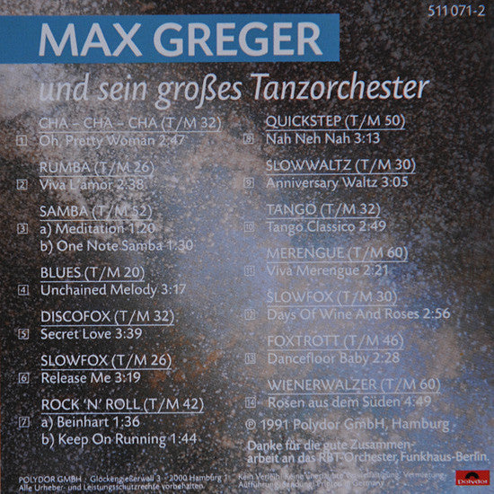 Max Greger Und Sein Großes Tanzorchester : Tanzen '92 (CD, Album)