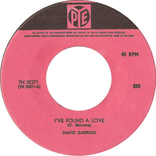 David Garrick : I've Found A Love (7", Single)