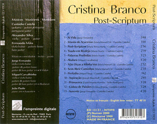 Cristina Branco : Post-Scriptum (CD, Album)
