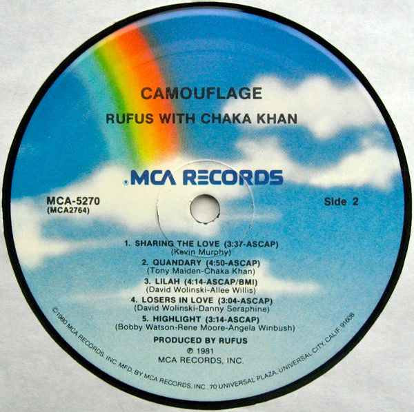 Rufus & Chaka Khan : Camouflage (LP, Album, Pin)