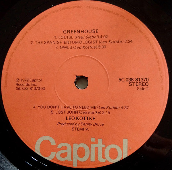 Leo Kottke : Greenhouse (LP, Album, RE)