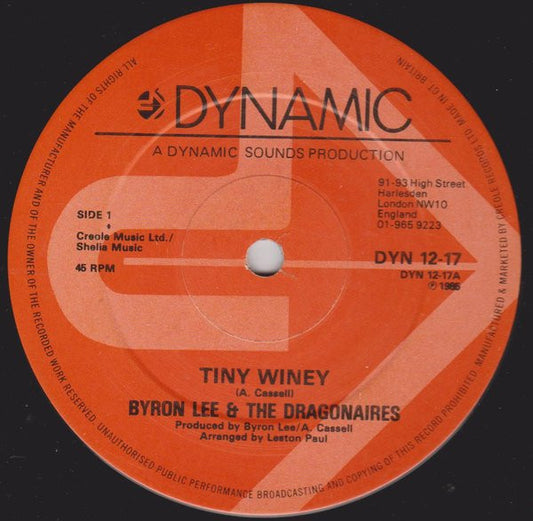 Byron Lee And The Dragonaires : Tiny Winey (12", Arr)