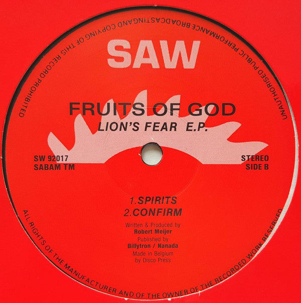 Fruits Of God : Lion's Fear E.P. (12", EP)