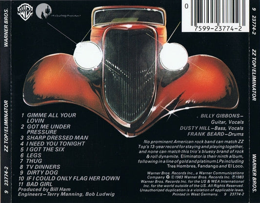 ZZ Top : Eliminator (CD, Album, RE, Tar)