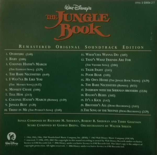 Various : Walt Disney's The Jungle Book (Original Soundtrack) (CD, Album, RE, RM)