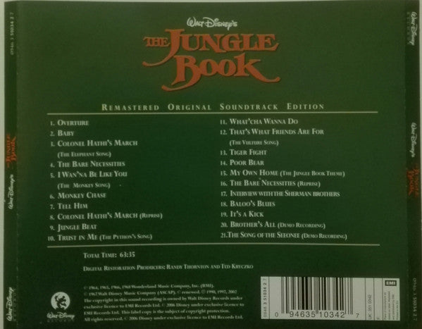 Various : Walt Disney's The Jungle Book (Original Soundtrack) (CD, Album, RE, RM)