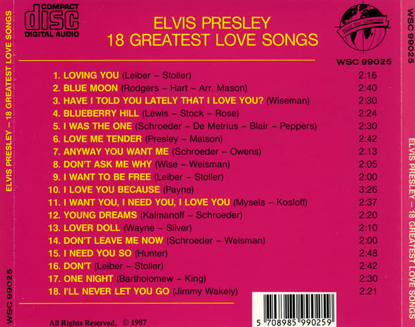 Elvis Presley : 18 Greatest Love Songs (CD, Comp)