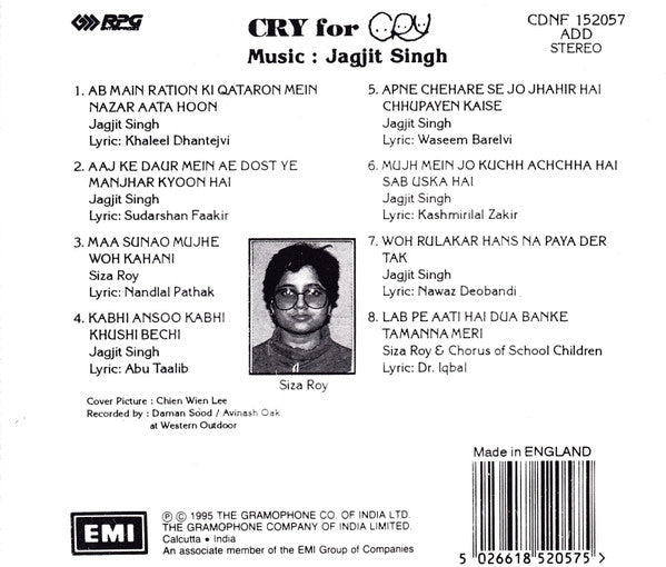 Jagjit Singh : Cry For Cry (CD, Album)