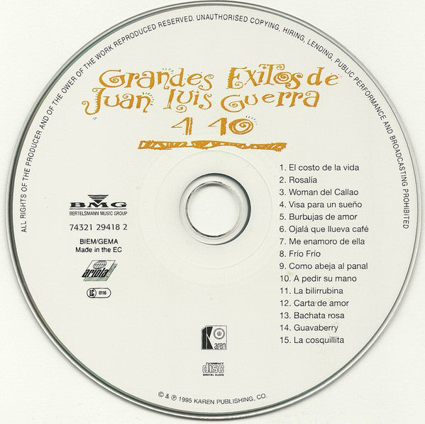 Juan Luis Guerra 4.40 : Grandes Exitos (CD, Comp)