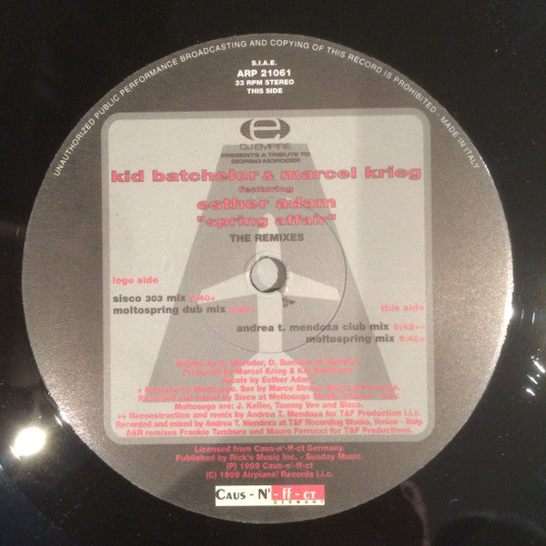 Kid Batchelor Vs. Marcel Krieg Featuring Esther Adam : Spring Affair - The Remixes (12", EP)
