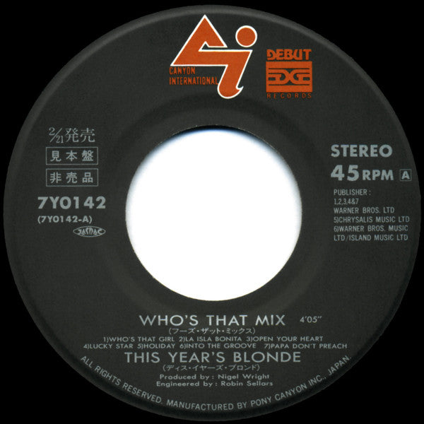 This Year's Blonde : Who's That Mix (7", Single, Promo)