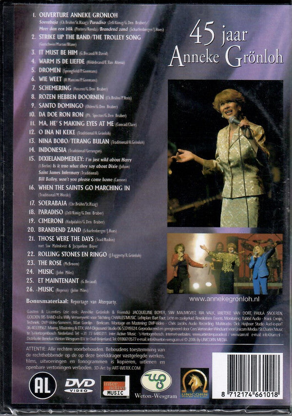 Anneke Grönloh : 45 Jaar Anneke Grönloh Jubileumgala (DVD-V)