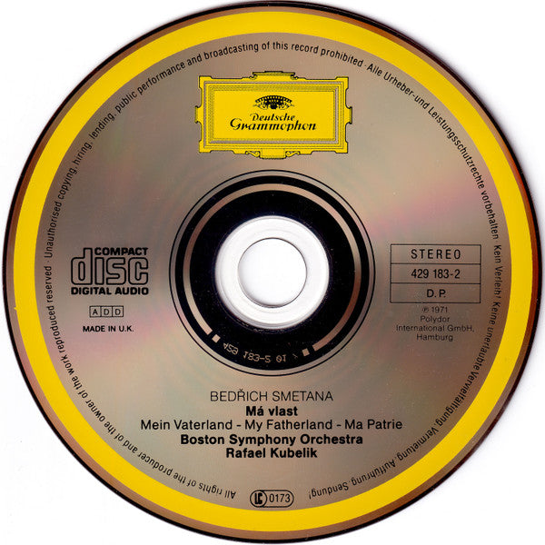 Bedřich Smetana / Boston Symphony Orchestra, Rafael Kubelik : Má Vlast = Mein Vaterland = My Fatherland = Ma Patrie (CD, Album, RE, RM)
