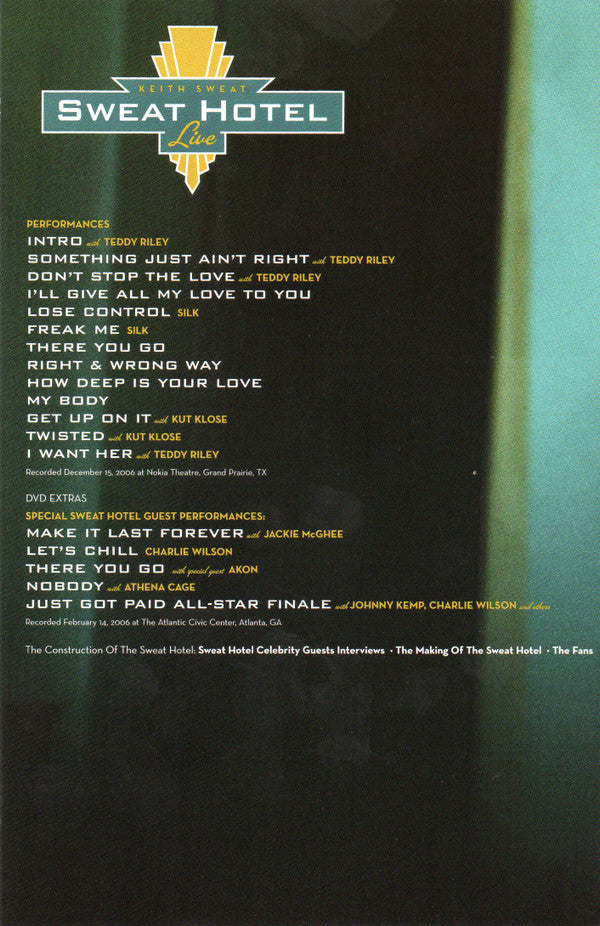 Keith Sweat : Sweat Hotel Live (DVD-V)