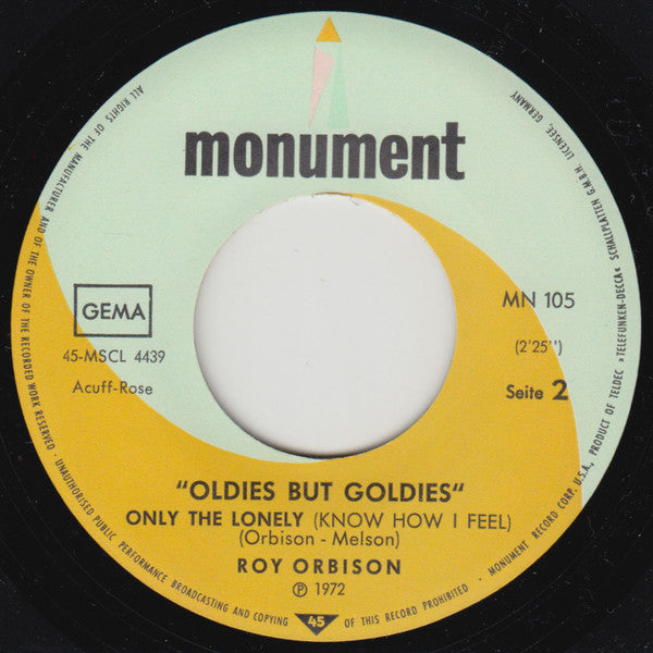 Roy Orbison : Oh, Pretty Woman / Only The Lonely (7", Single)