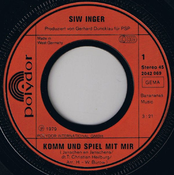 Siw Inger : Komm Und Spiel Mit Mir (7", Single)
