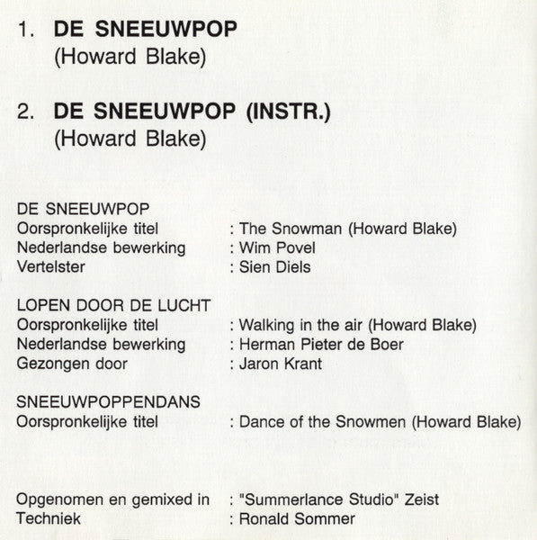 Howard Blake, Sien Diels : De Sneeuwpop (CD, Album)