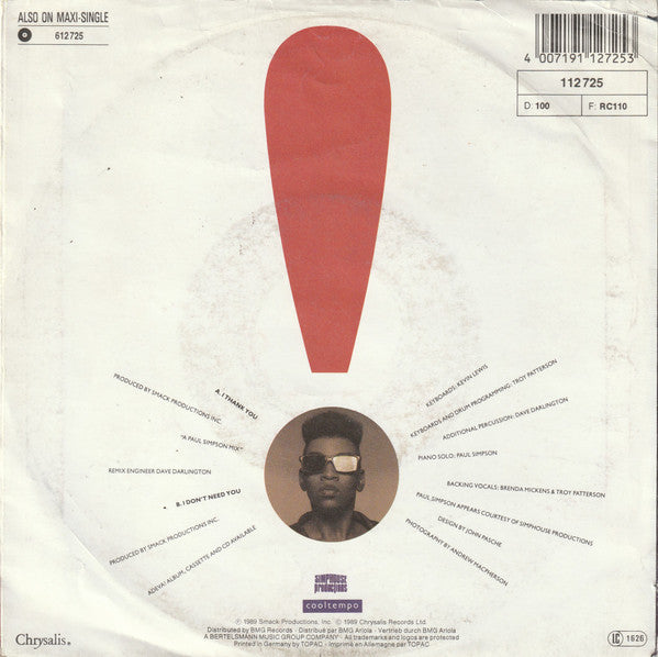 Adeva : I Thank You (7", Single)