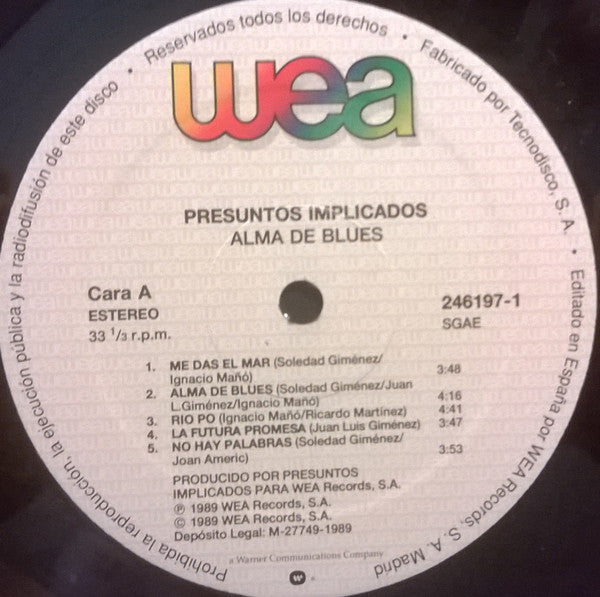Presuntos Implicados : Alma De Blues (LP, Album)