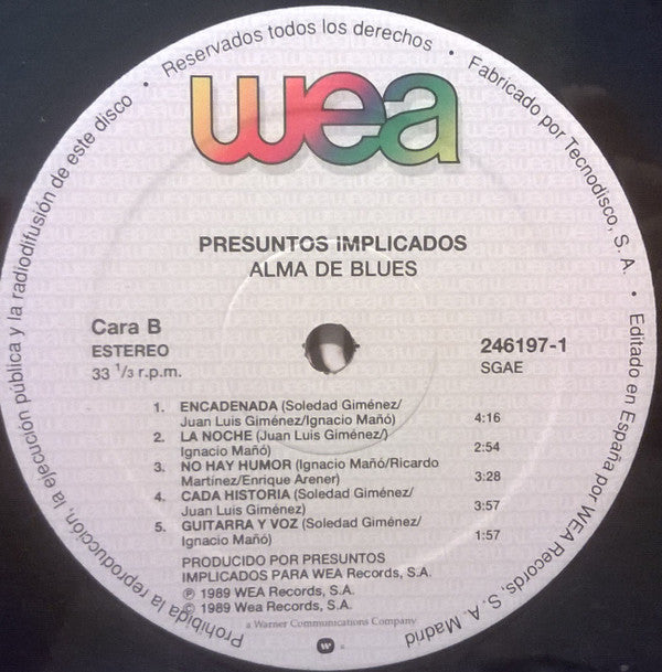 Presuntos Implicados : Alma De Blues (LP, Album)