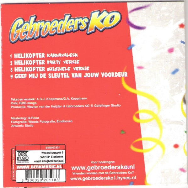 Gebroeders Ko : Helikopter (Karnavalesk) (CD, Single, Car)