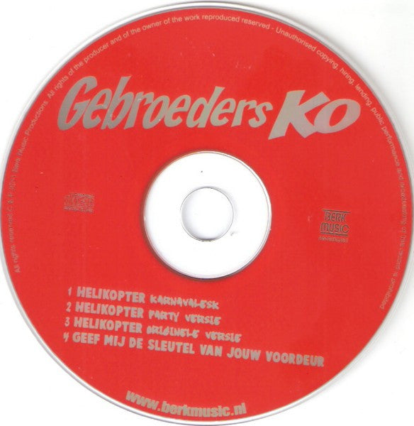 Gebroeders Ko : Helikopter (Karnavalesk) (CD, Single, Car)