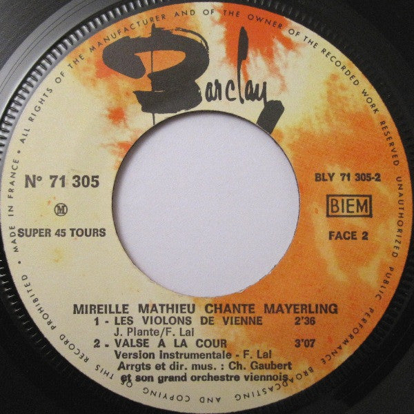Mireille Mathieu : Mayerling (7", EP)