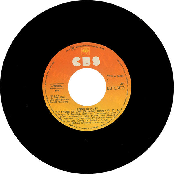 Jennifer Rush : The Power Of Love (Orchestral Remix) (7", Single)