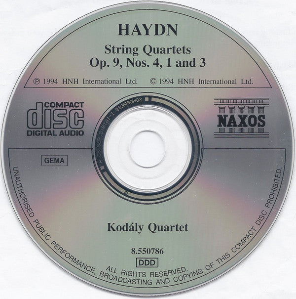 Joseph Haydn - Kodály Quartet : String Quartets Op. 9, Nos. 1, 3 And 4 (CD, Album)