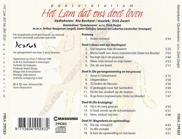 Kamerkoor Quintessens o.l.v. Dick Duijst : Het Lam Dat Ons Doet Leven (CD, Album)