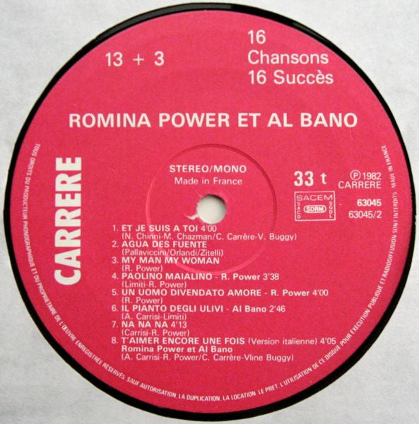 Al Bano & Romina Power : 16 Chansons 16 Succès (LP, Comp)