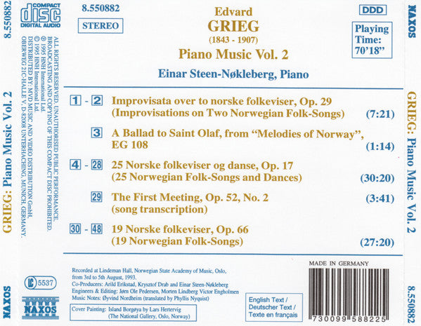 Edvard Grieg, Einar Steen-Nøkleberg : Piano Music Vol. 2 (CD, Album)