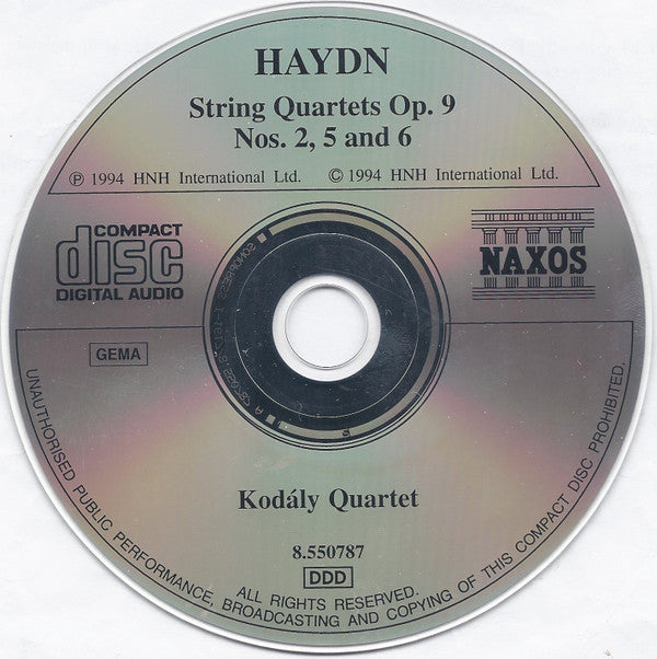 Joseph Haydn, Kodály Quartet : String Quartets Op. 9 Nos. 2, 5 And 6 (CD, Album, RE)