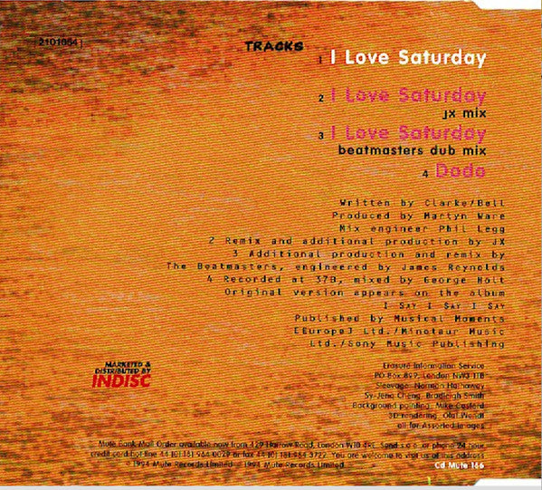 Erasure : I Love Saturday (CD, Single)