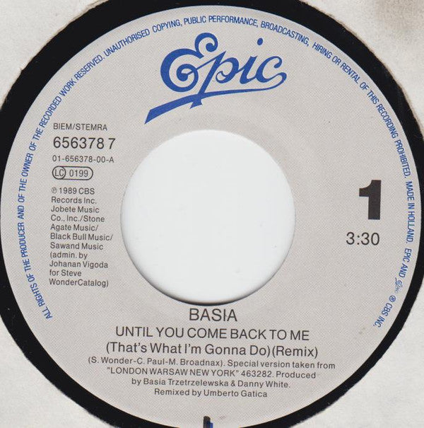 Basia : Until You Come Back To Me (That's What I'm Gonna Do) (Remix) (7")